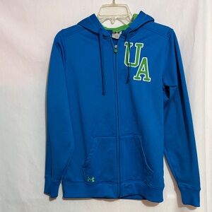 Under Armour Blue Zip-Up Hoodie W/Green Accents, Size L, EUC, MAKE AN OFFER!!!